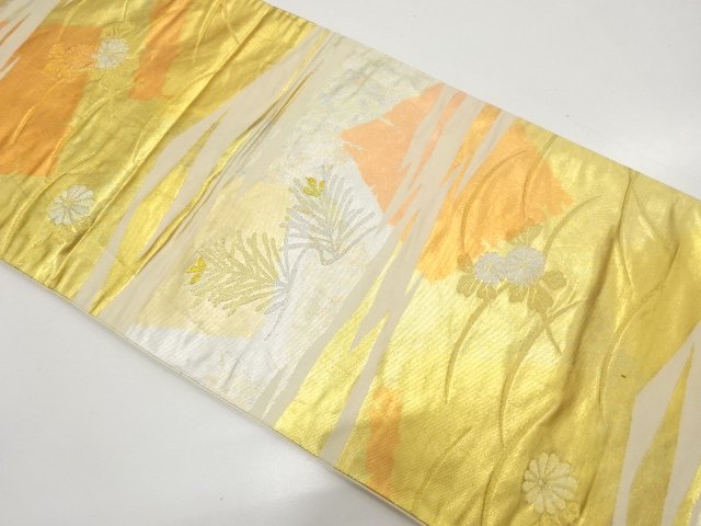 JAPANESE KIMONO / ANTIQUE FUKURO OBI / SILK / WOVEN KIKU